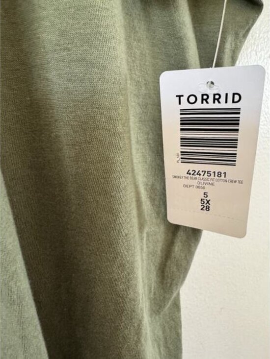 NWT Torrid Smokey The Bear Classic Fit Crewneck Tee Green Size 5X - Picture 5 of 5